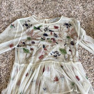 CLOSET CLEAR OUT -BEADED SEMI SHEER ZARA BLOUSE